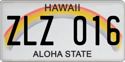 HI license plate ZLZ016