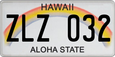 HI license plate ZLZ032