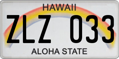 HI license plate ZLZ033