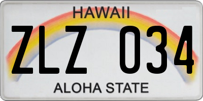 HI license plate ZLZ034