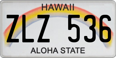 HI license plate ZLZ536