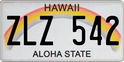 HI license plate ZLZ542