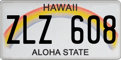 HI license plate ZLZ608