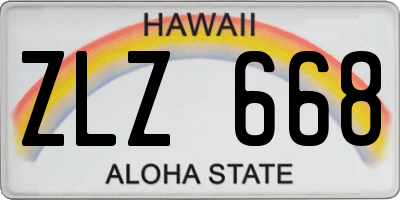 HI license plate ZLZ668