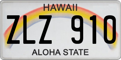 HI license plate ZLZ910