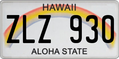 HI license plate ZLZ930