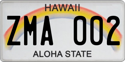 HI license plate ZMA002