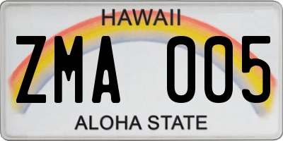 HI license plate ZMA005