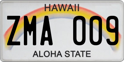 HI license plate ZMA009