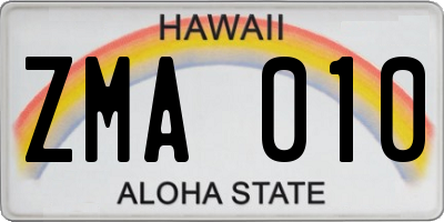 HI license plate ZMA010