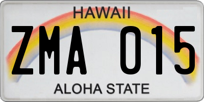 HI license plate ZMA015