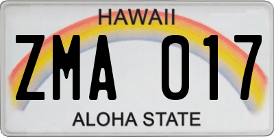 HI license plate ZMA017