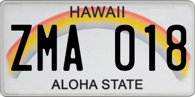 HI license plate ZMA018