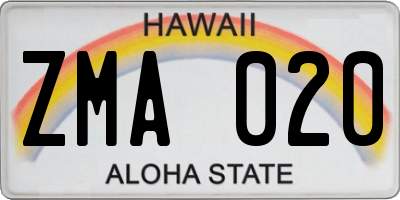 HI license plate ZMA020