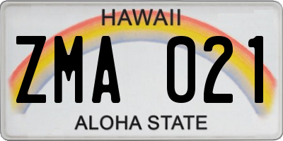 HI license plate ZMA021