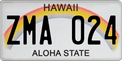 HI license plate ZMA024