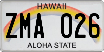 HI license plate ZMA026