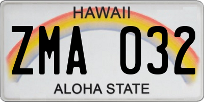 HI license plate ZMA032