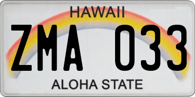 HI license plate ZMA033