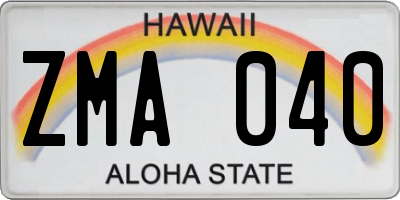 HI license plate ZMA040