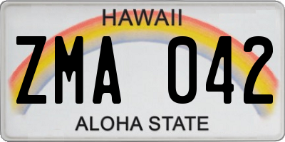 HI license plate ZMA042