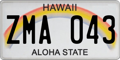 HI license plate ZMA043