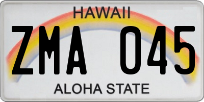 HI license plate ZMA045