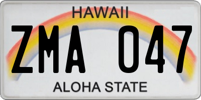 HI license plate ZMA047