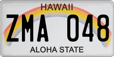 HI license plate ZMA048