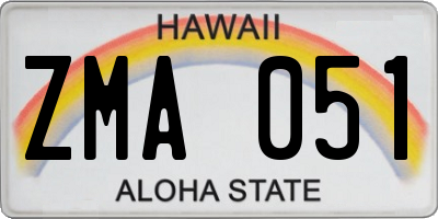 HI license plate ZMA051