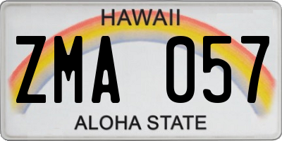 HI license plate ZMA057