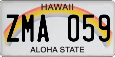 HI license plate ZMA059