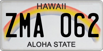 HI license plate ZMA062
