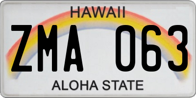 HI license plate ZMA063