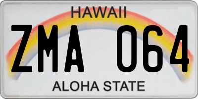 HI license plate ZMA064
