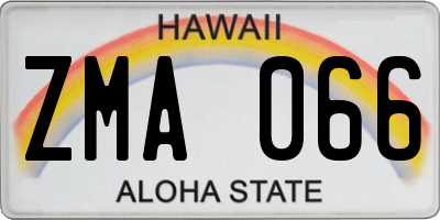 HI license plate ZMA066