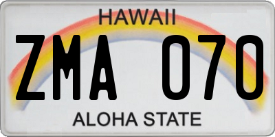 HI license plate ZMA070