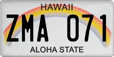 HI license plate ZMA071
