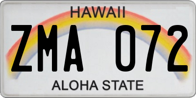 HI license plate ZMA072