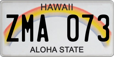 HI license plate ZMA073