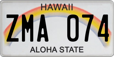 HI license plate ZMA074