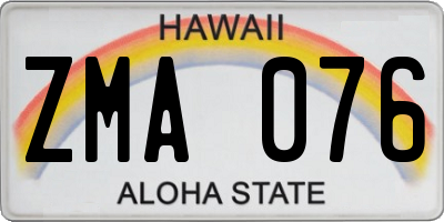 HI license plate ZMA076