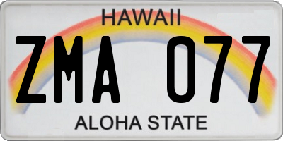 HI license plate ZMA077