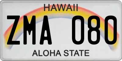HI license plate ZMA080