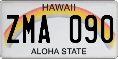 HI license plate ZMA090