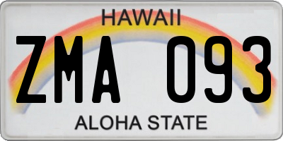 HI license plate ZMA093