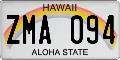 HI license plate ZMA094