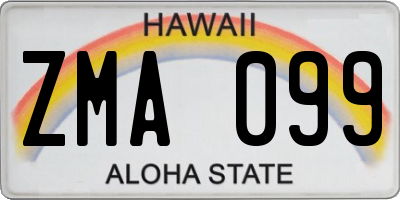 HI license plate ZMA099