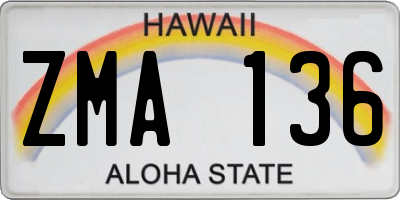 HI license plate ZMA136