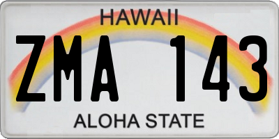 HI license plate ZMA143